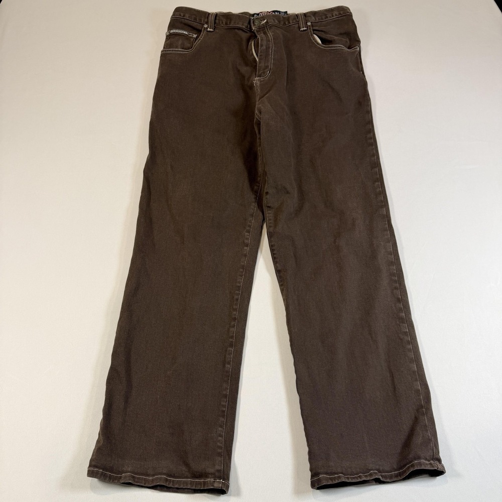 Quiksilver Quikjean Jeans Mens 38x32 Brown Denim Loose Cut Relaxed Straight Leg